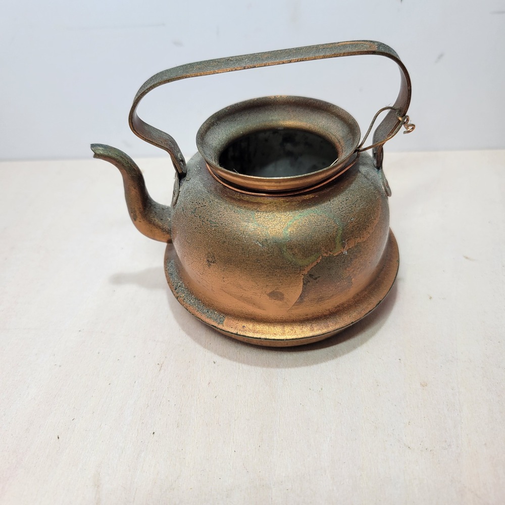 Vintage Copper Metal Miniature Tea Kettle Pot Collectible